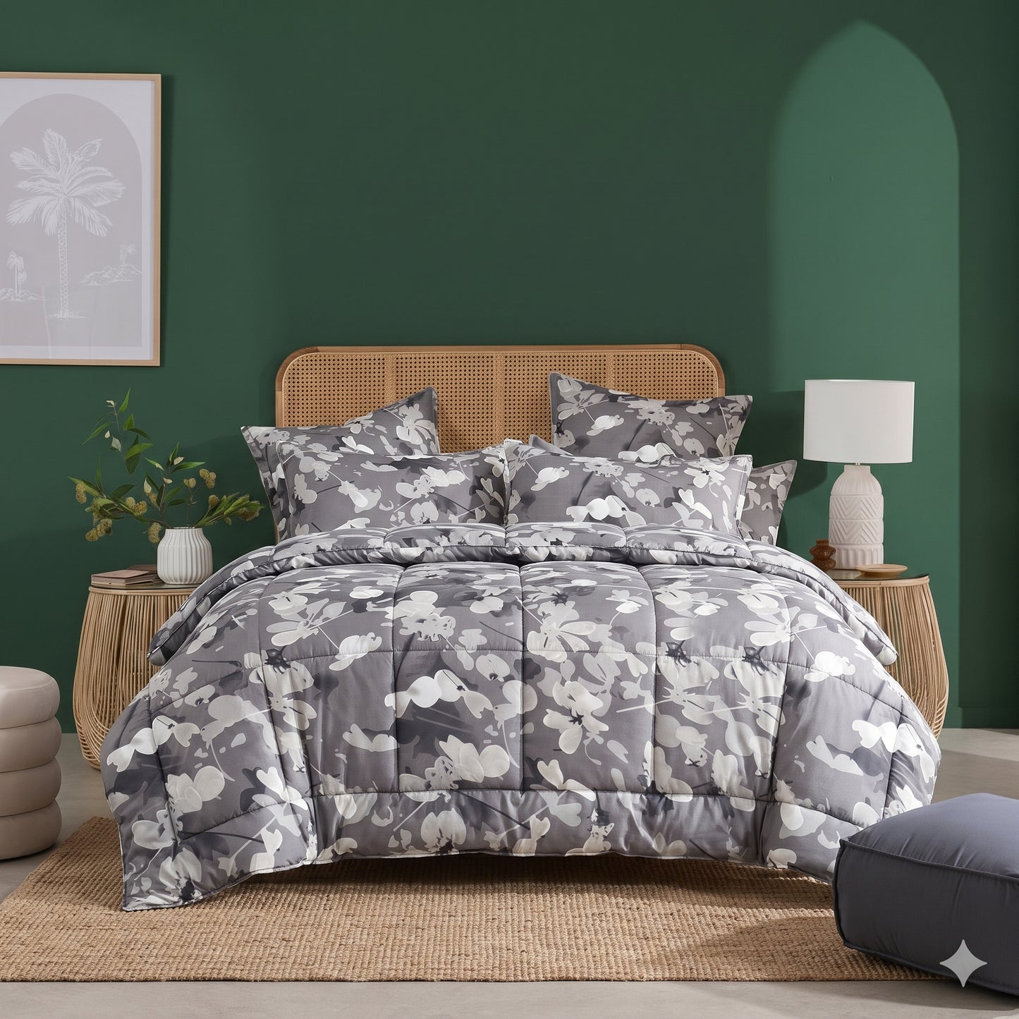 Monochrome Flora - 6pcs Premium Comforter Set
