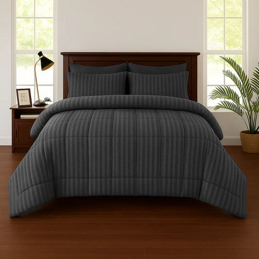 GREY STRIPE- 6pcs Duvet Cover Set (Without Filling)