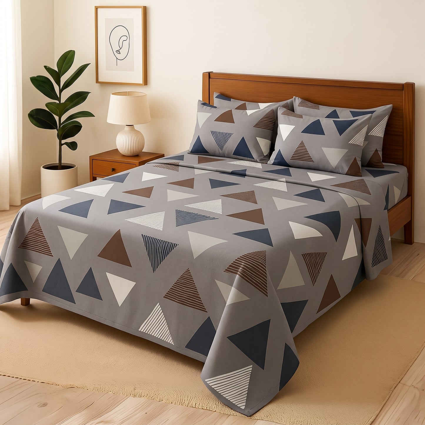 Mini Triangle - Bedsheet With 4 Pillow Covers