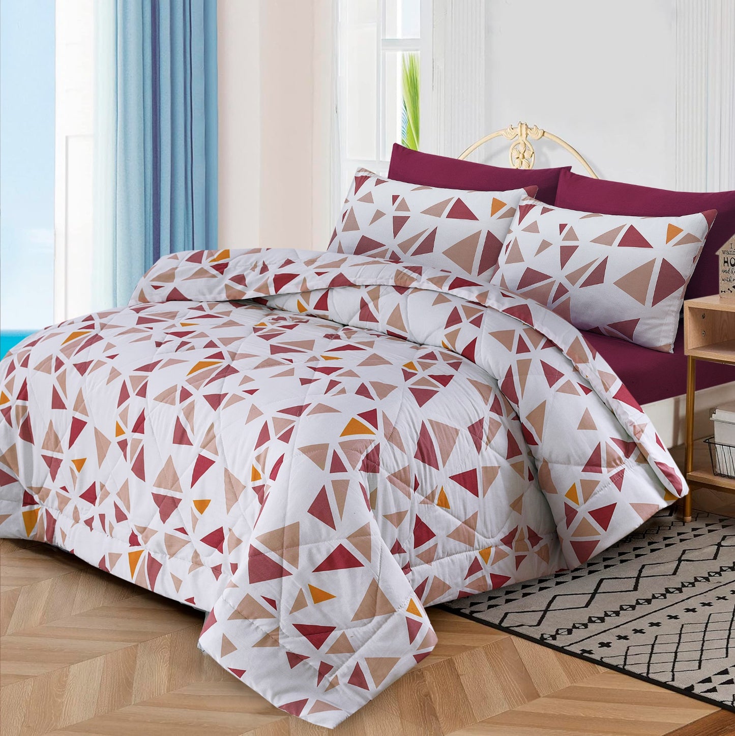 6pcs Summer Comforter Set (Light Filling) - Reddish Tukri