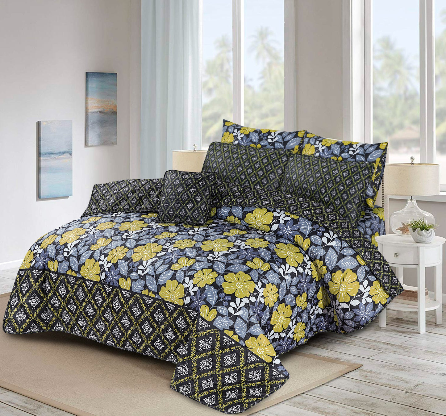 6pcs Summer Comforter Set (Light Filling) - Black Beauty