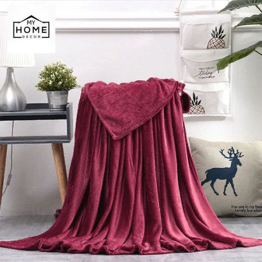 Furr Fleece -  Double Bed Thermal AC Blanket (Reddish Maroon)