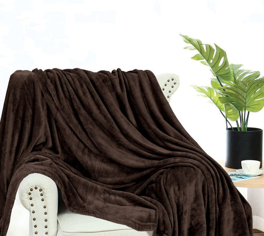 Furr Fleece - Double Bed Thermal AC Blanket (Dark Brown)