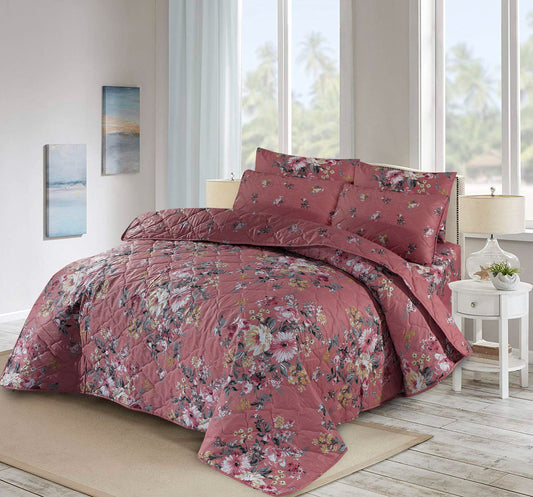 TEA FLOWER-7pcs Summer Comforter Set (Light Filling)