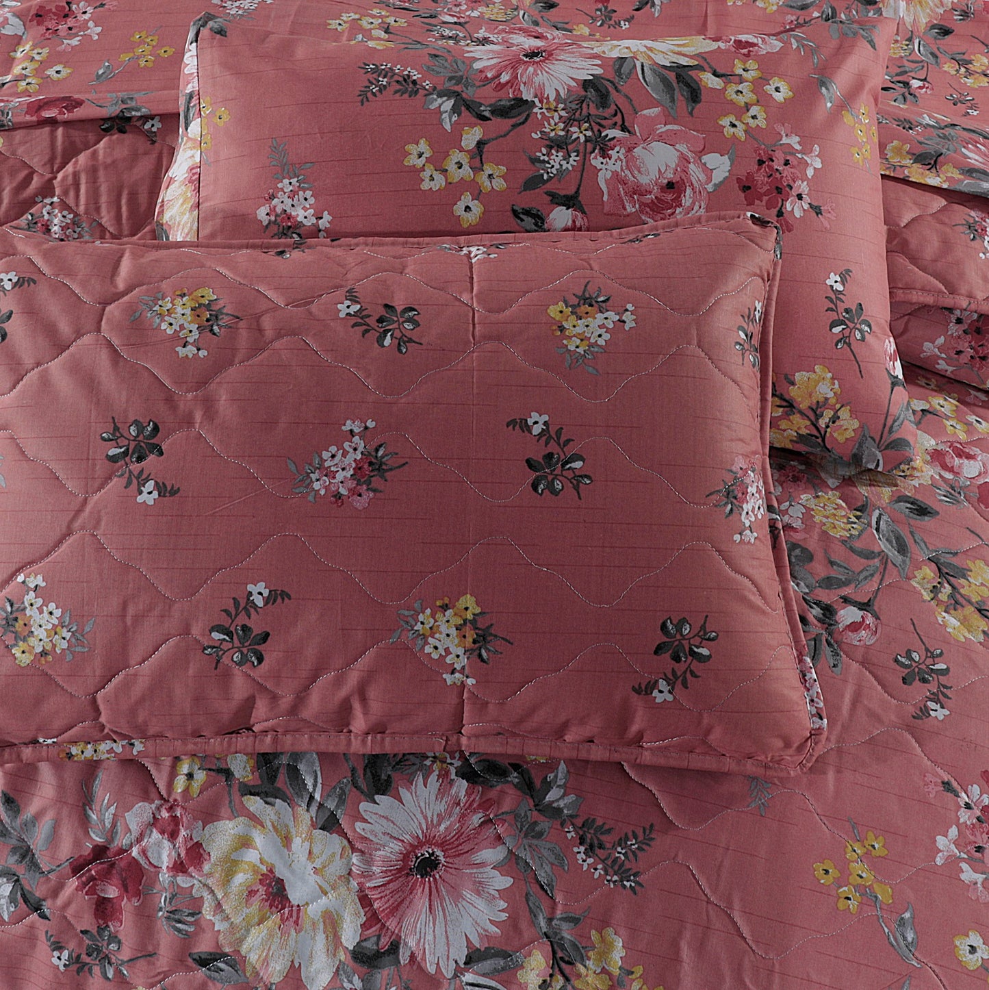 TEA FLOWER-7pcs Summer Comforter Set (Light Filling)