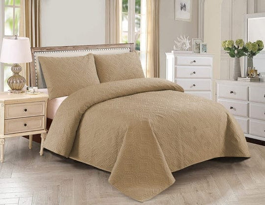 3pcs BEDSPREAD Set (Light Filling) - Beige Plain