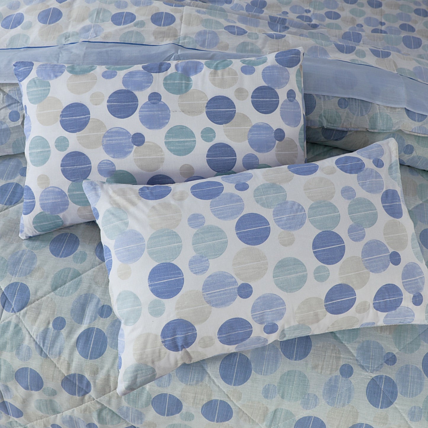 6pcs Summer Comforter Set (Light Filling) - Blue Circles