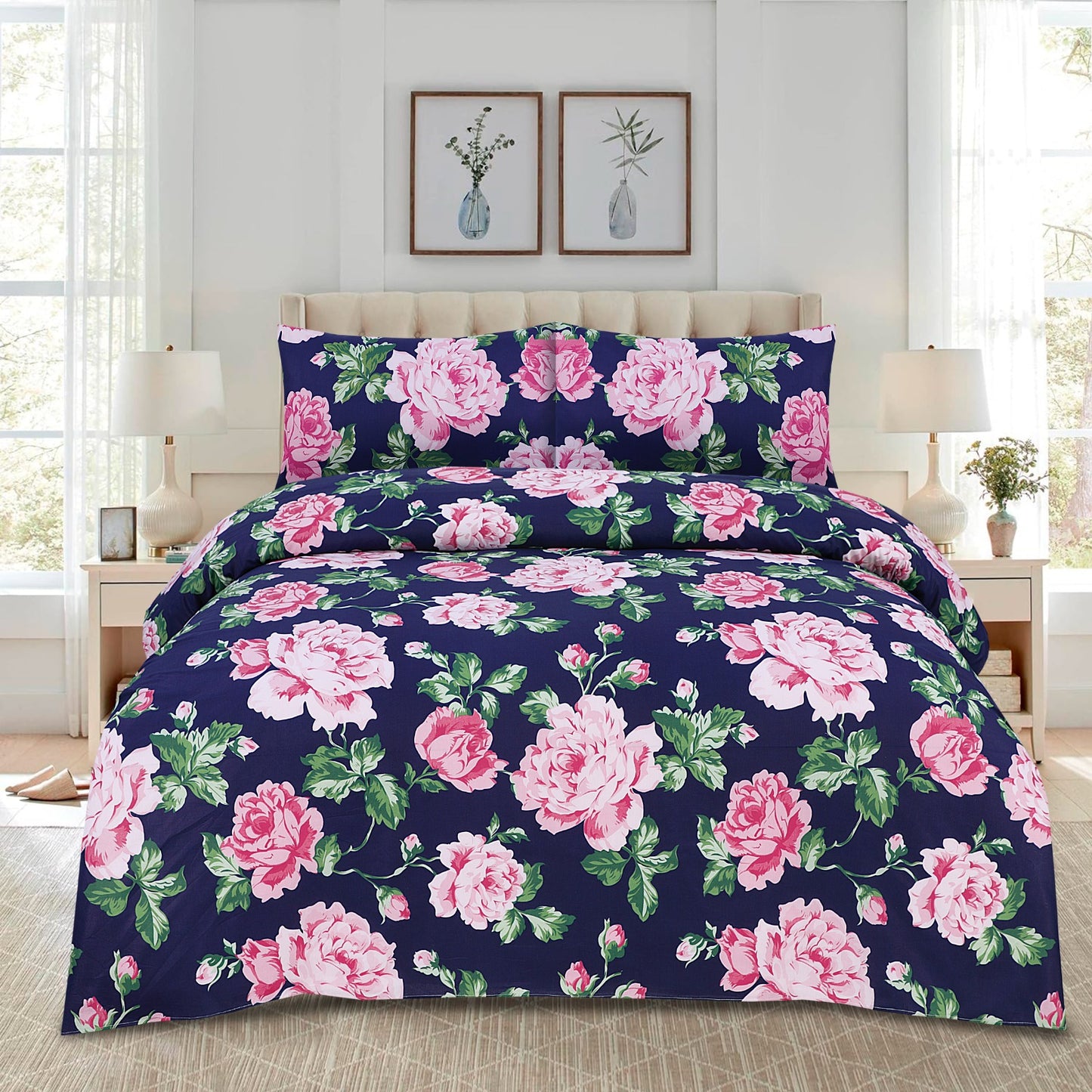 Premium 3pcs King Size Bedsheet Set - Berlin Flower