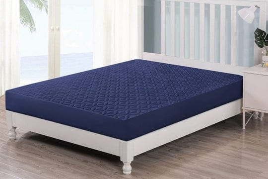 Quilted Waterproof Mattress Protector- Blue