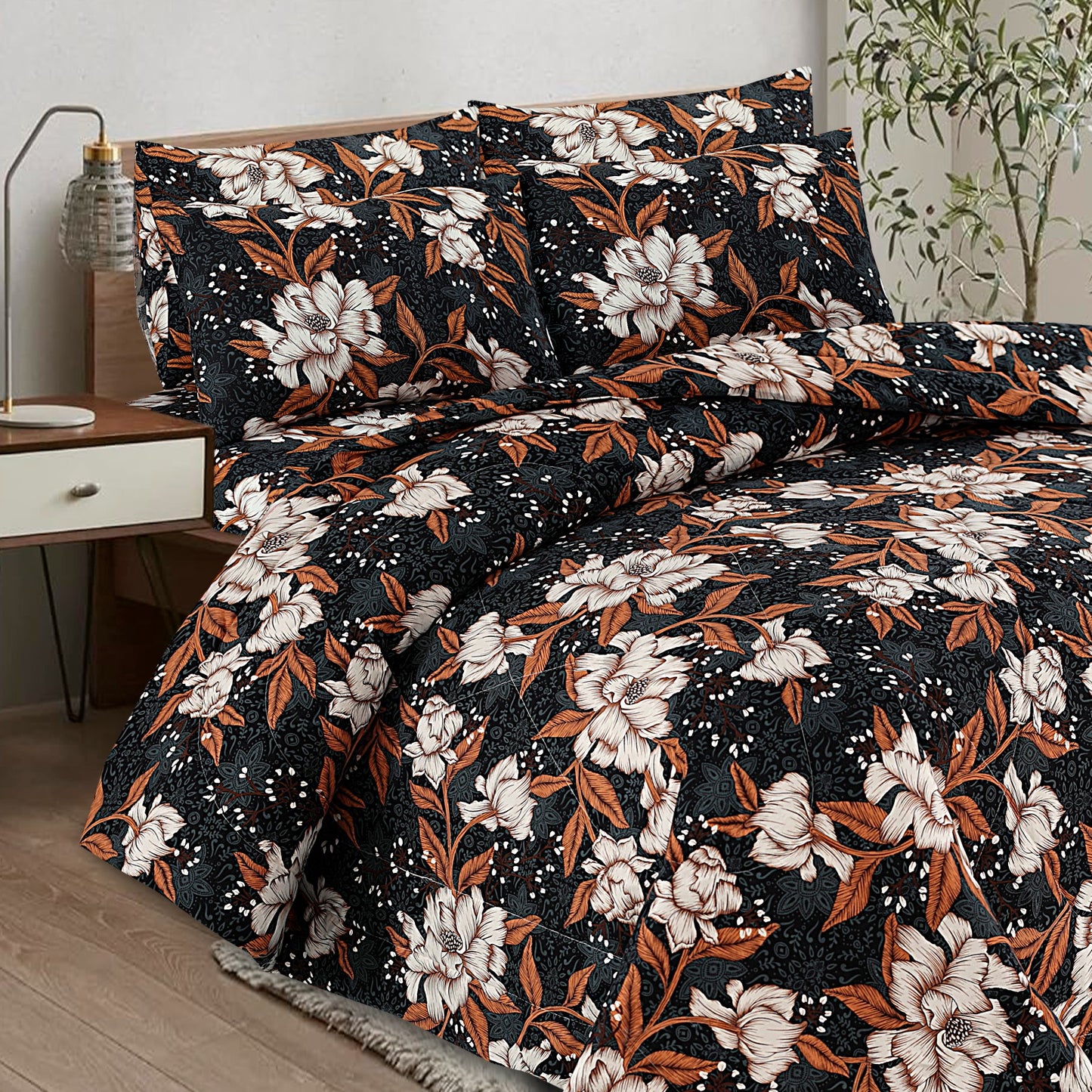 Black Thunder- Premium Pure Cotton 6pcs Comforter Set