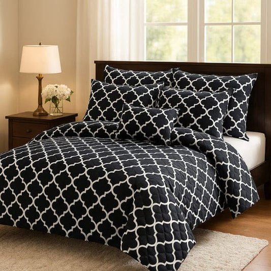 BLACK CHECK -6pcs Summer Comforter Set (Light Filling)