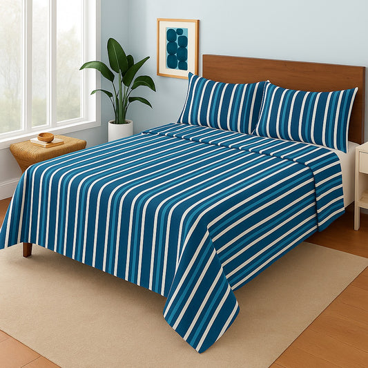 BLUE LINES- Bed sheet Set