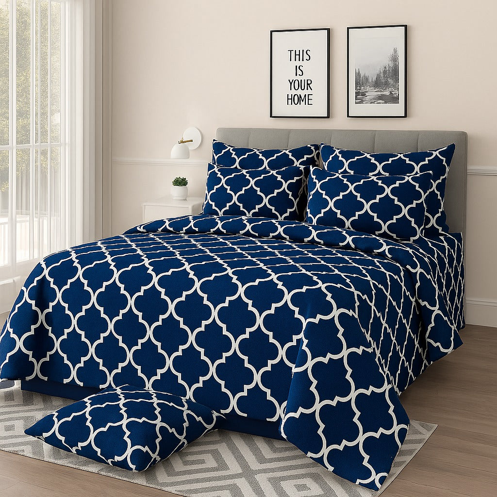 BLUE CHECK -6pcs Summer Comforter Set (Light Filling)