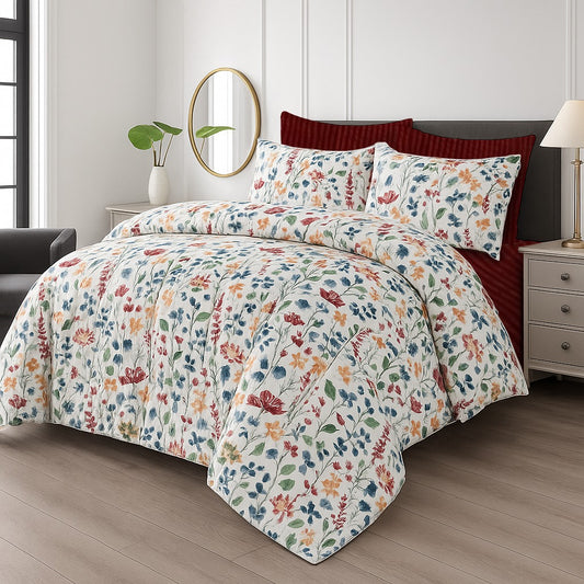 White Beauty- Premium Summer 6pcs Comforter Set