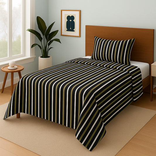 BLACK LINES- Single Bedsheet Set