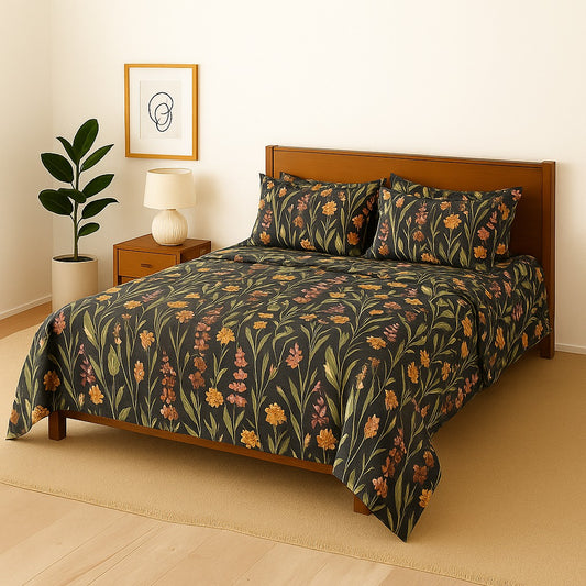 BLACK FOREST- Bedsheet With 4 Pillow Covers
