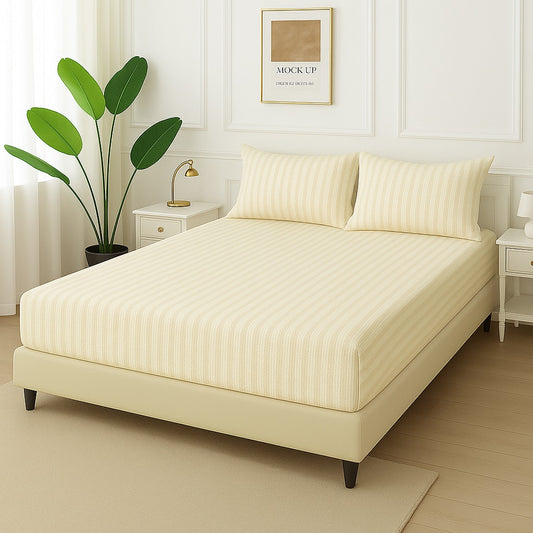 WHITE STRIPES- Fitted Bedsheet Set