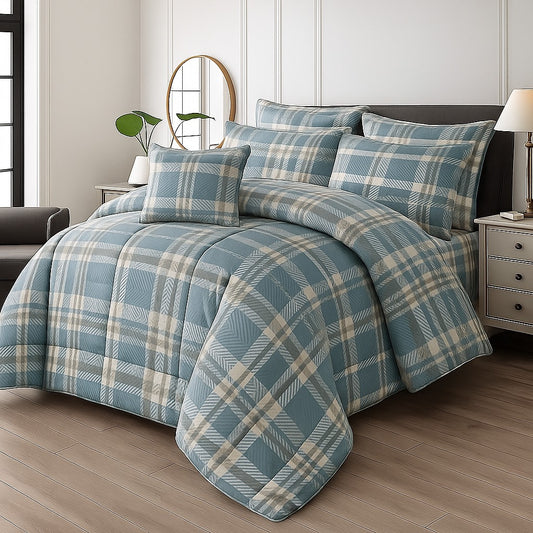 SOFT CHECK- 7pcs Summer Comforter Set (Light Filling)