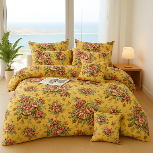 Browny- 6pcs Quilt Cover Set (Without Filling)