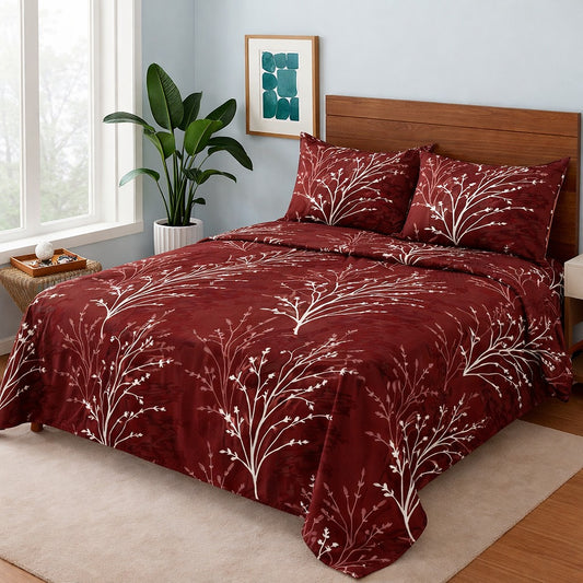 Maroon Tehni- Bedsheet Set