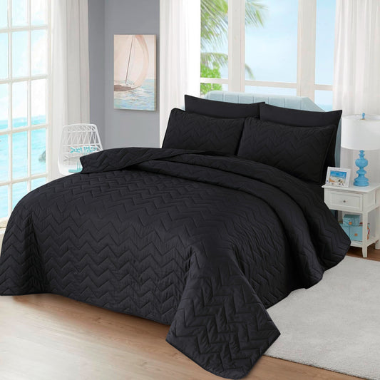 6pcs Summer Comforter Set (Light Filling) - Black Plain