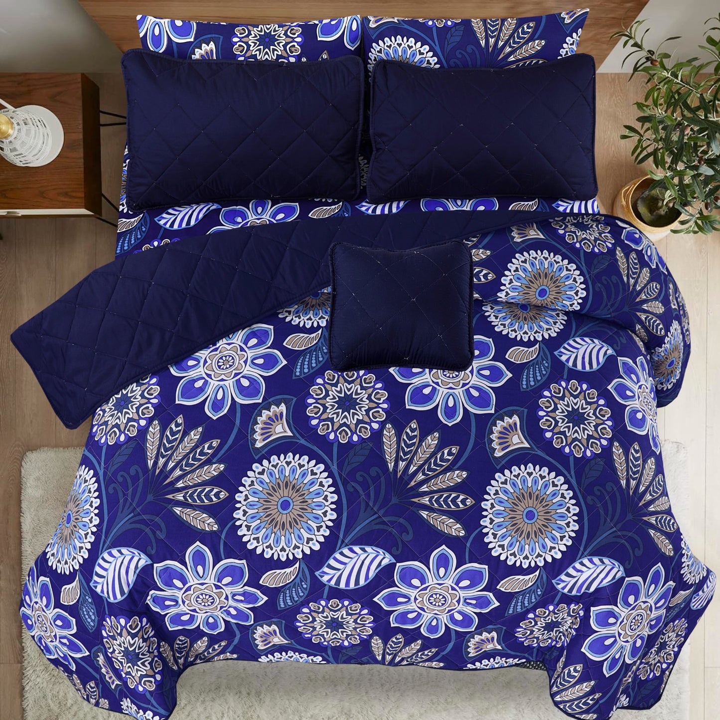 Turkish Blue - 7pcs PREMIUM Summer Comforter Set (Light Filling)