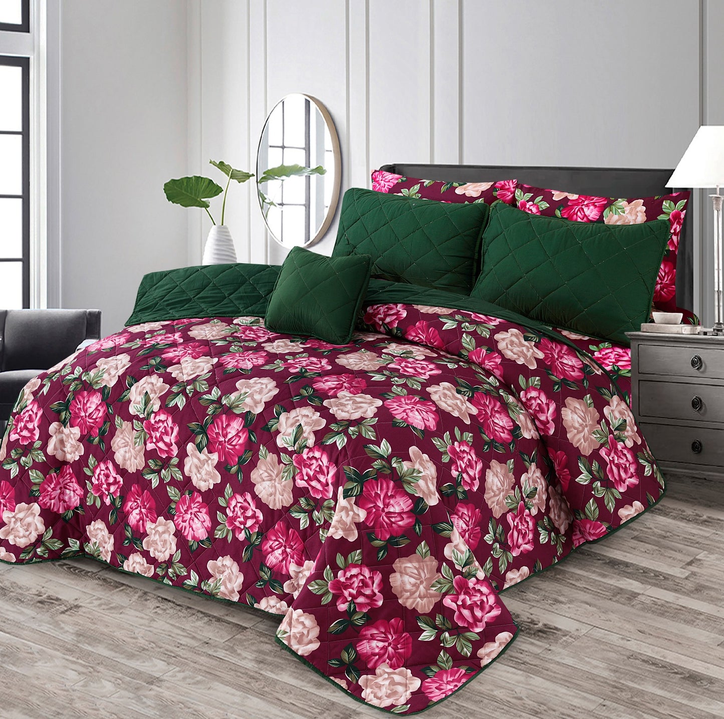 Majestic Leaves - 7pcs PREMIUM Summer Comforter Set (Light Filling)