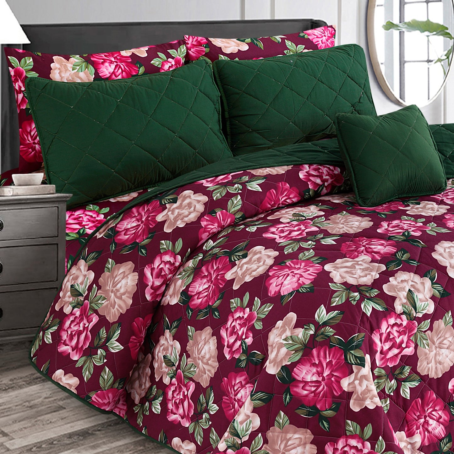 Majestic Leaves - 7pcs PREMIUM Summer Comforter Set (Light Filling)