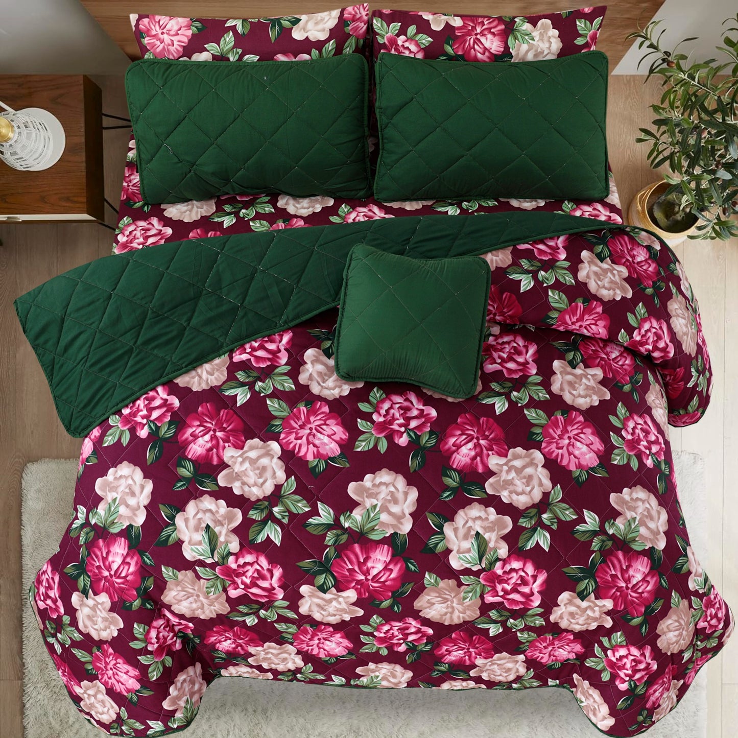 Majestic Leaves - 7pcs PREMIUM Summer Comforter Set (Light Filling)