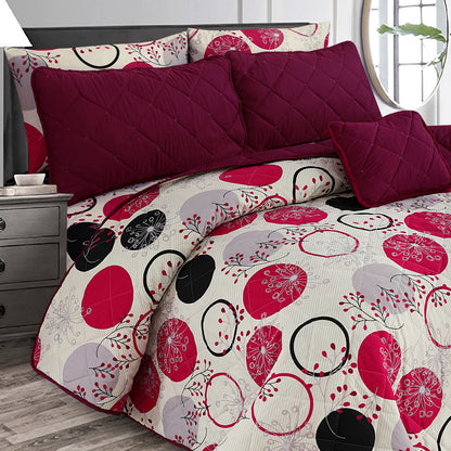 Cicular Red - 7pcs PREMIUM Summer Comforter Set (Light Filling)