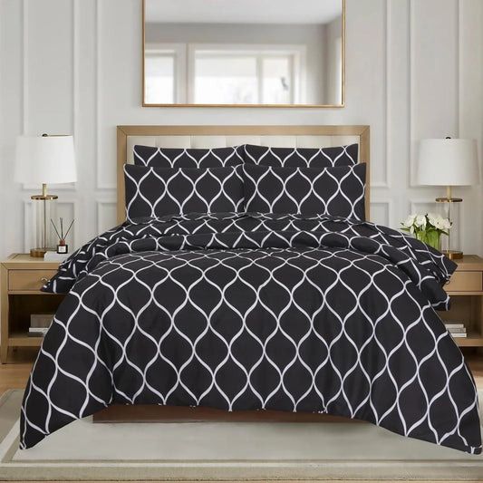 Black Check- 6pcs Duvet Cover Set (Without Filling)