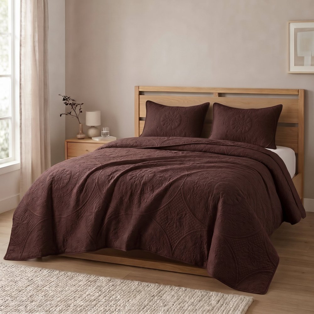 Autumn Whisper Brown Bedspread - 6 Pcs - Zaraish.com