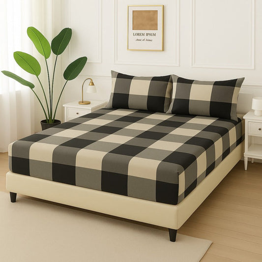 BLACK BOX CHECK - Fitted Bedsheet Set - Zaraish.com