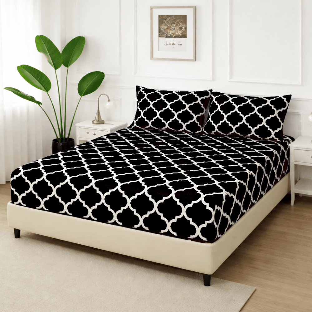 Black Check - Fitted Bedsheet Set - Zaraish.com