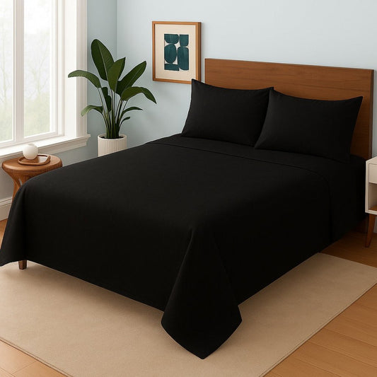 Black Plain - Bedsheet Set - Zaraish.com