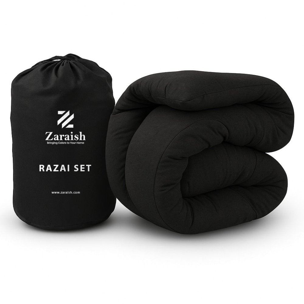 Black Plain - WINTER RAZAI Set (HEAVY FILLING) - Zaraish.com