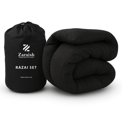 Black Plain - WINTER RAZAI Set (HEAVY FILLING) - Zaraish.com