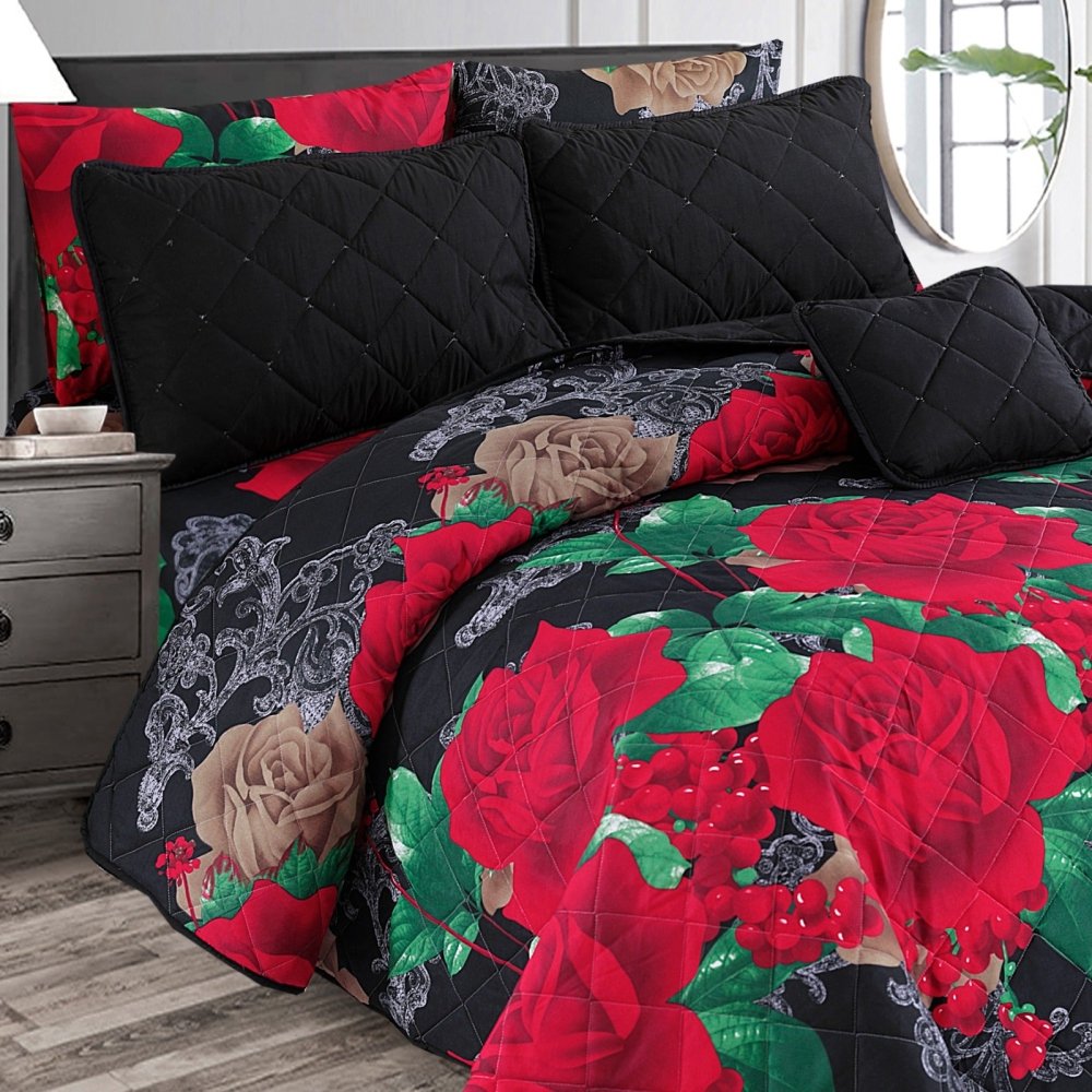 Black Rose - 7pcs PREMIUM Summer Comforter Set (Light Filling) - Zaraish.com