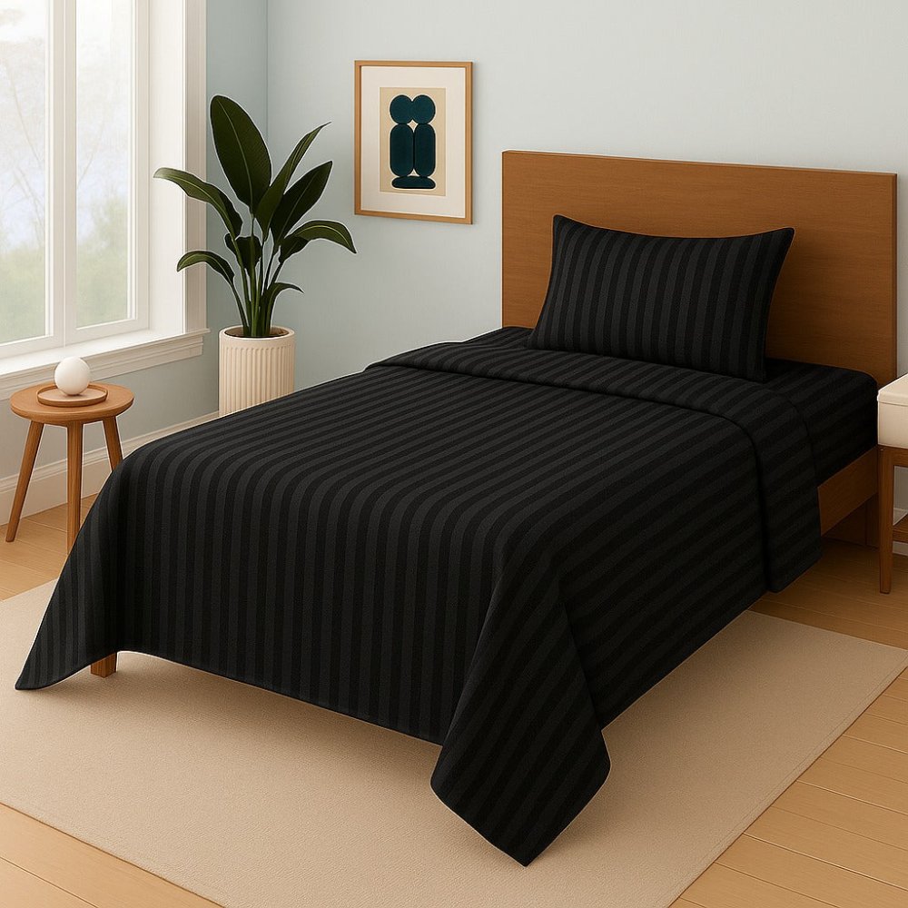 BLACK STRIPE- Single Bedsheet Set - Zaraish.com