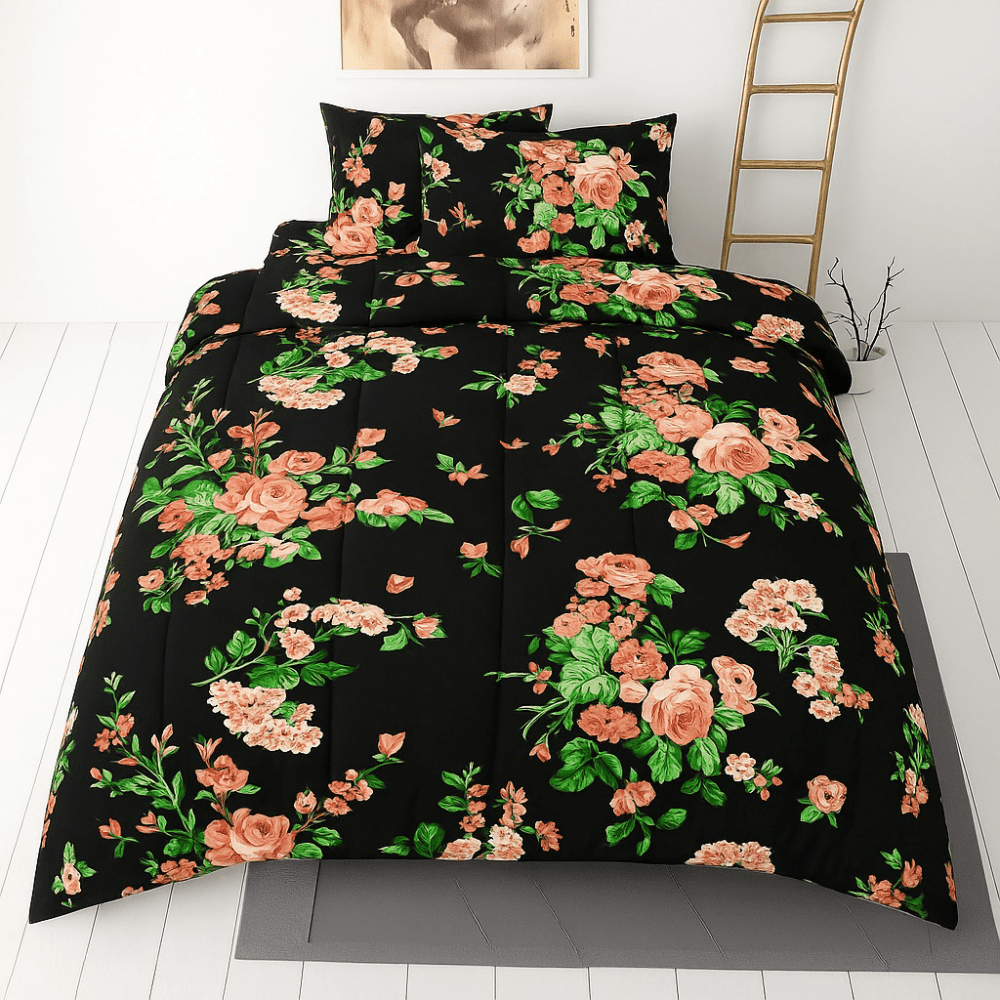 Black Tulip - 3pcs Single Quilt Cover Set (Without Filling) - Zaraish.com