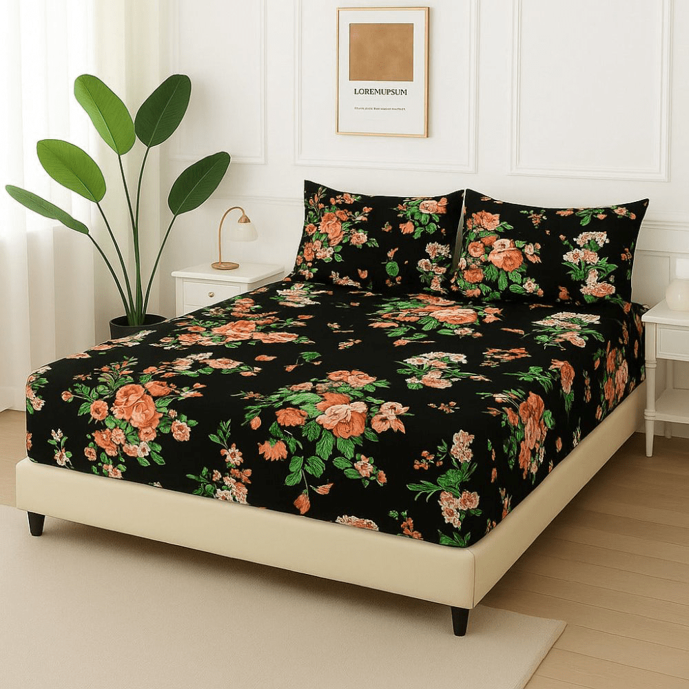 Black Tulip - Fitted Bedsheet Set - Zaraish.com