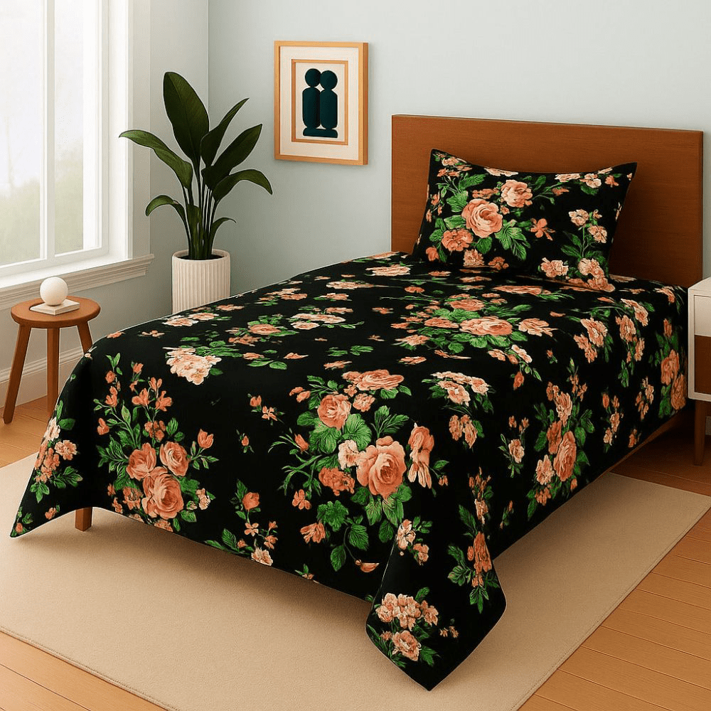 Black Tulip - Single Bedsheet Set - Zaraish.com