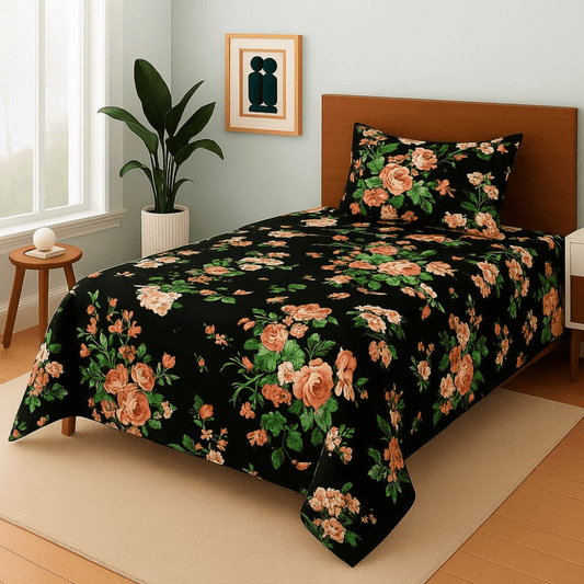 Black Tulip - Single Bedsheet Set - Zaraish.com