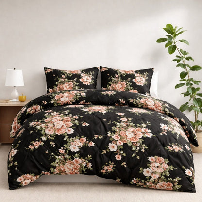Black Tulips - 6pcs Quilt Cover Set (Without Filling) - Zaraish.com