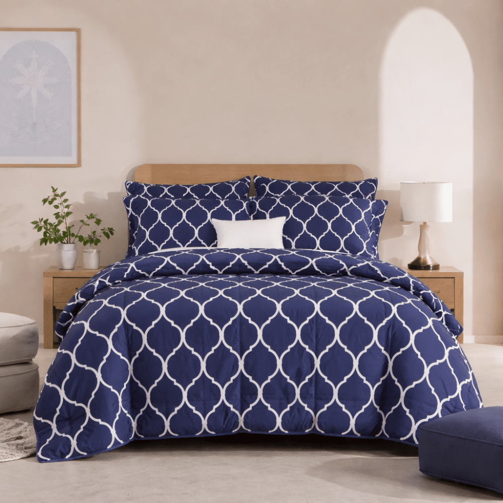 BLUE CHECK - 6pcs Summer Comforter Set (Light Filling) - Zaraish.com