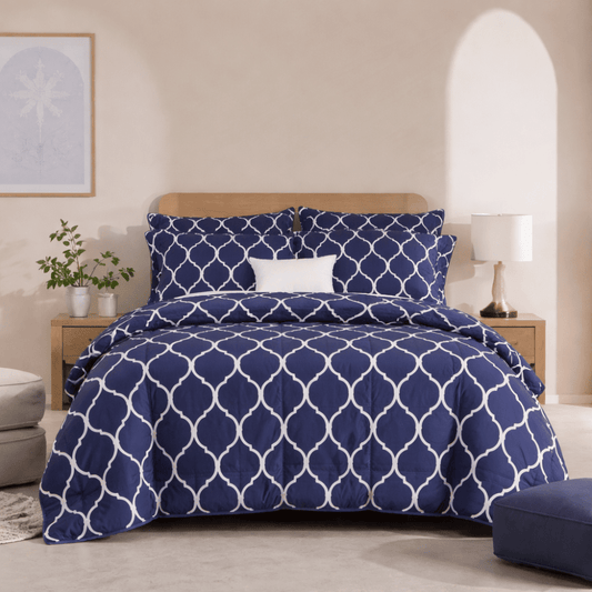 BLUE CHECK - 6pcs Summer Comforter Set (Light Filling) - Zaraish.com