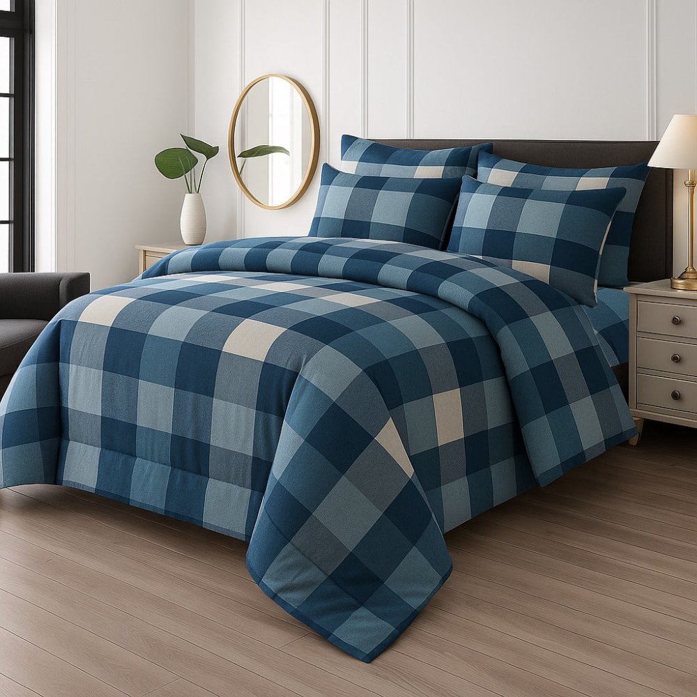BLUE CHECK - WINTER RAZAI Set (HEAVY FILLING) - Zaraish.com