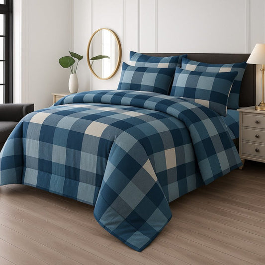 BLUE CHECK - WINTER RAZAI Set (HEAVY FILLING) - Zaraish.com