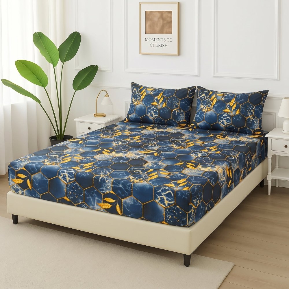 Blue Electric -Fitted Bedsheet Set - Zaraish.com
