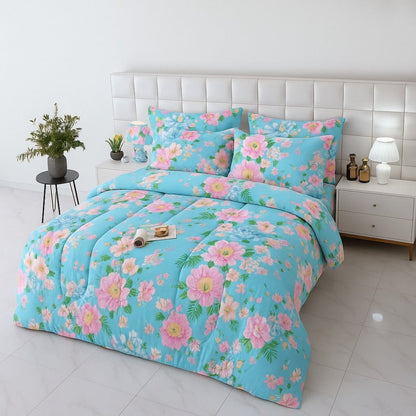 BLUE FLOWERY - WINTER RAZAI Set (HEAVY FILLING) - Zaraish.com